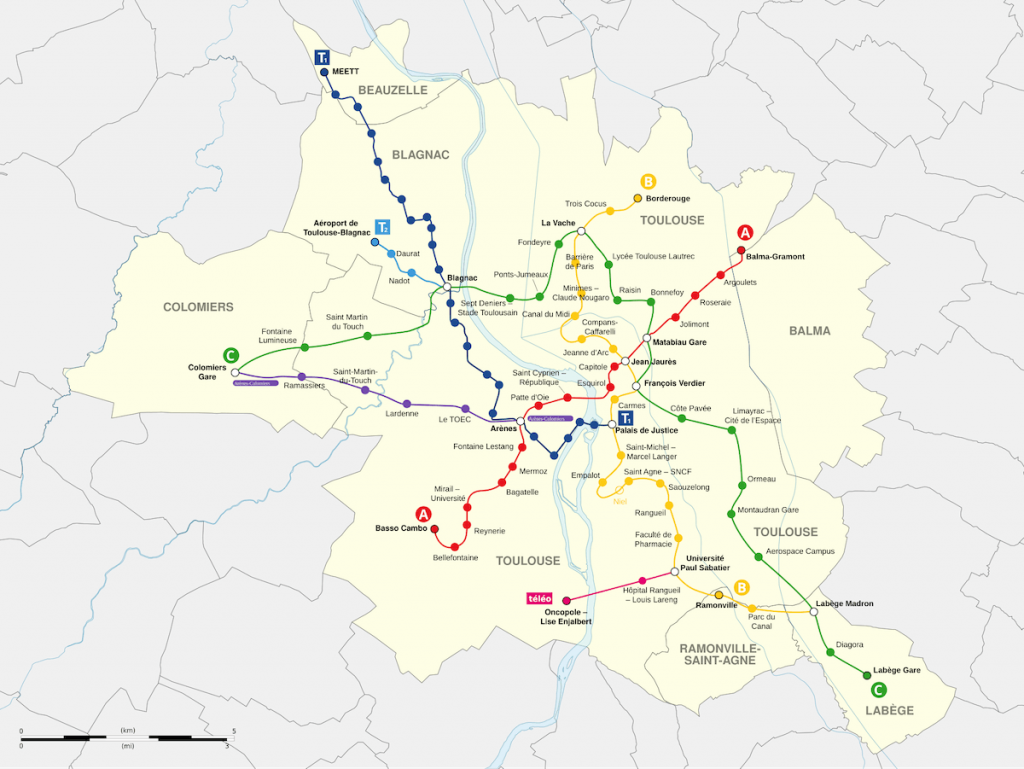 Plan du métro de Toulouse et de la ligne C à venir