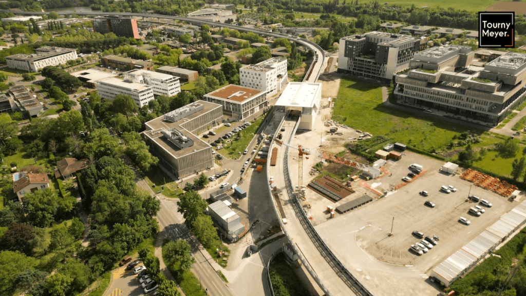 Vue Aerienne de la future ligne C du métro de Toulouse à Labège