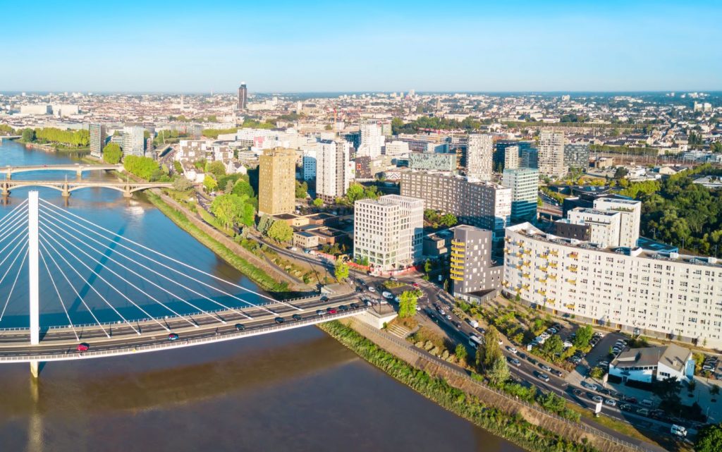 Vue aérienne du quartier EuroNantes à Nantes